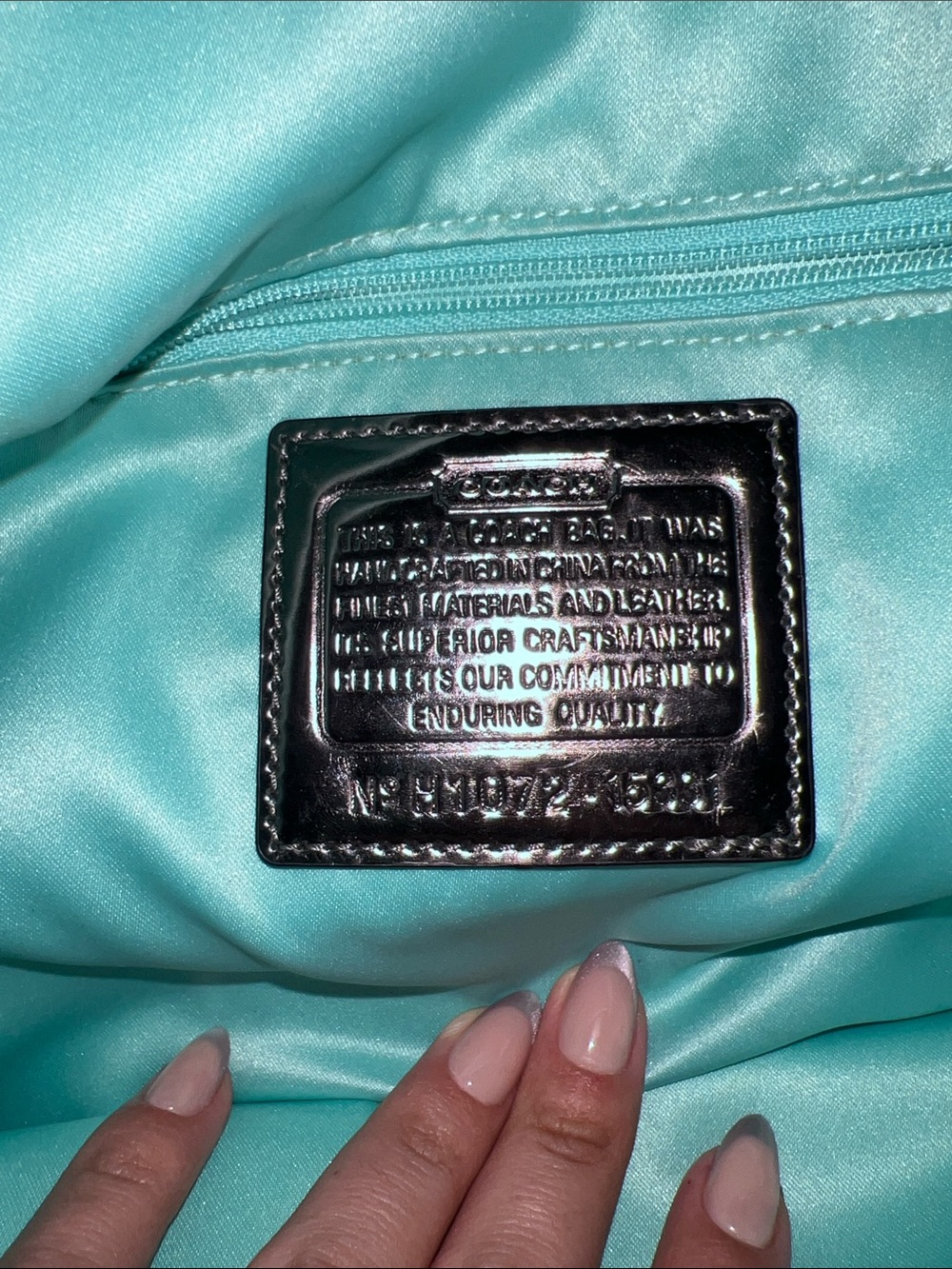 Coach Black and Gray Signature Shoulder Bag with Silver Handles - Picture 5 of 6